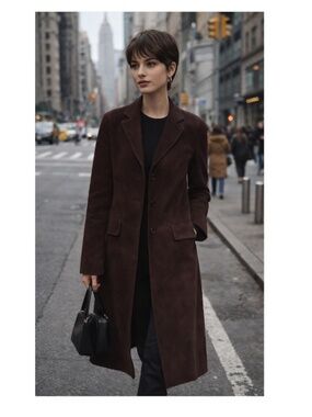 Vintage Suede Coat Chocolate Brown Ralph Lauren (size 8)
